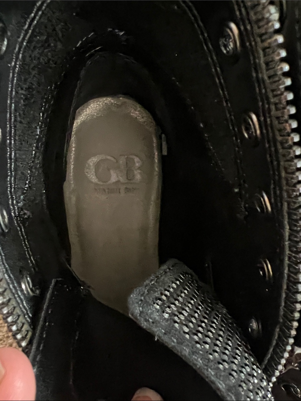Gianni Bini Black Leather Ankle Boots with Studded Tongue - Picture 7 of 10